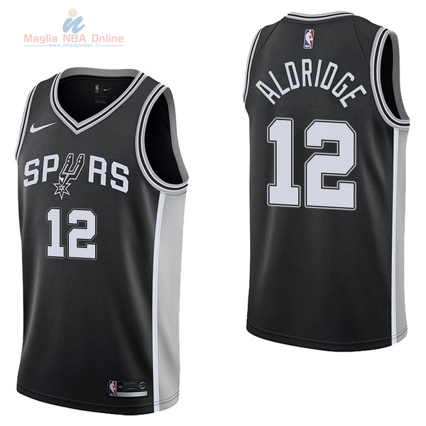 Acquista Maglia NBA Nike San Antonio Spurs #12 LaMarcus Aldridge Nero Icon