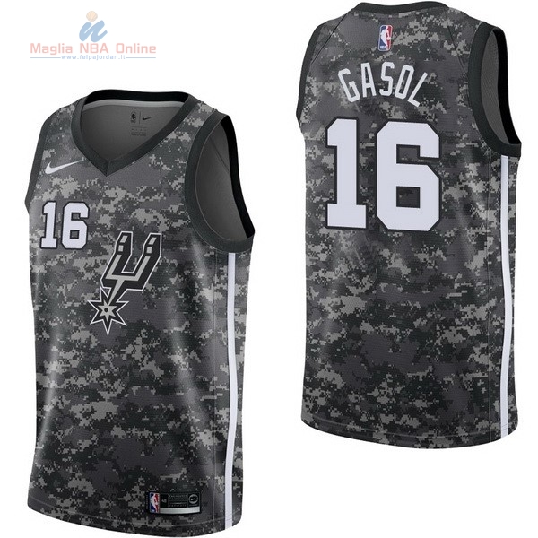 Acquista Maglia NBA Nike San Antonio Spurs #16 Pau Gasol Nike Camouflage Città
