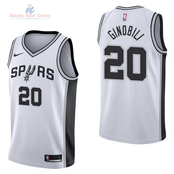 Acquista Maglia NBA Nike San Antonio Spurs #20 Manu Ginóbili Bianco Association