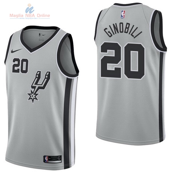 Acquista Maglia NBA Nike San Antonio Spurs #20 Manu Ginóbili Grigio Statement