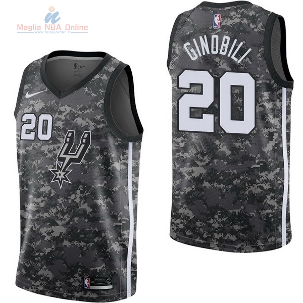Acquista Maglia NBA Nike San Antonio Spurs #20 Manu Ginóbili Nike Camouflage Città