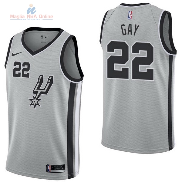 Acquista Maglia NBA Nike San Antonio Spurs #22 Rudy Gay Grigio Statement