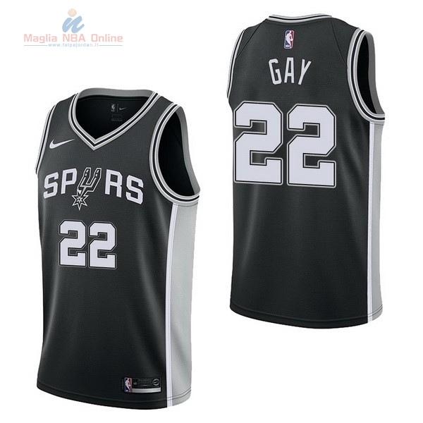 Acquista Maglia NBA Nike San Antonio Spurs #22 Rudy Gay Nero Icon