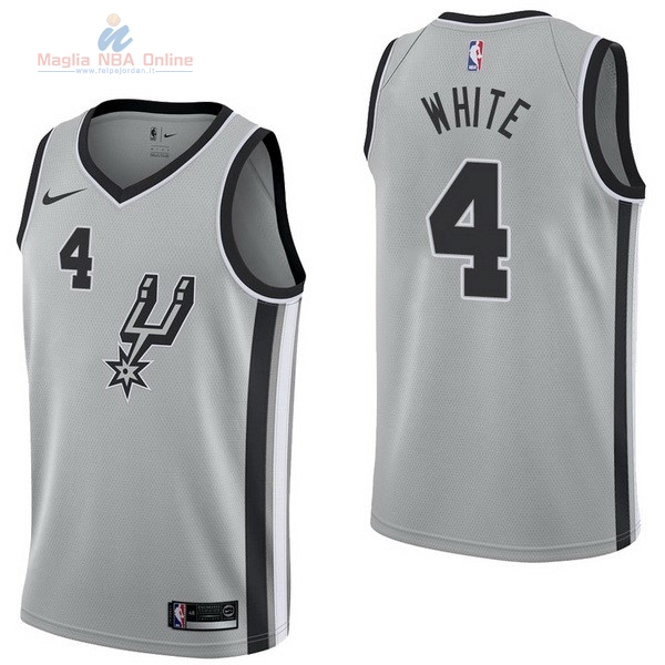 Acquista Maglia NBA Nike San Antonio Spurs #4 Derrick White Grigio Statement