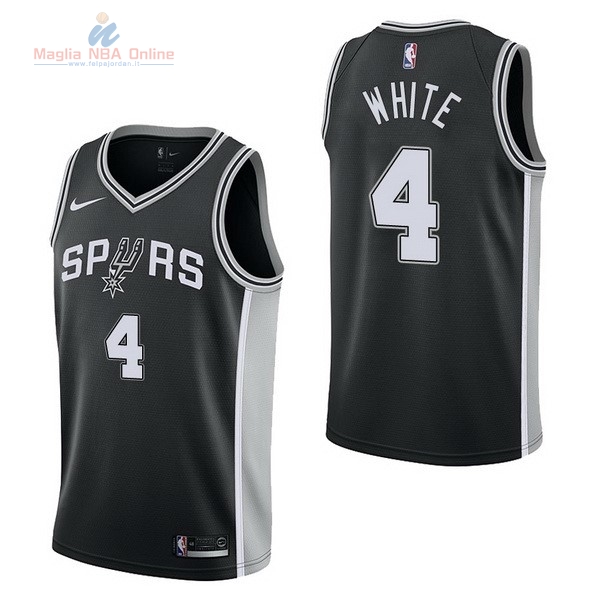 Acquista Maglia NBA Nike San Antonio Spurs #4 Derrick White Nero Icon