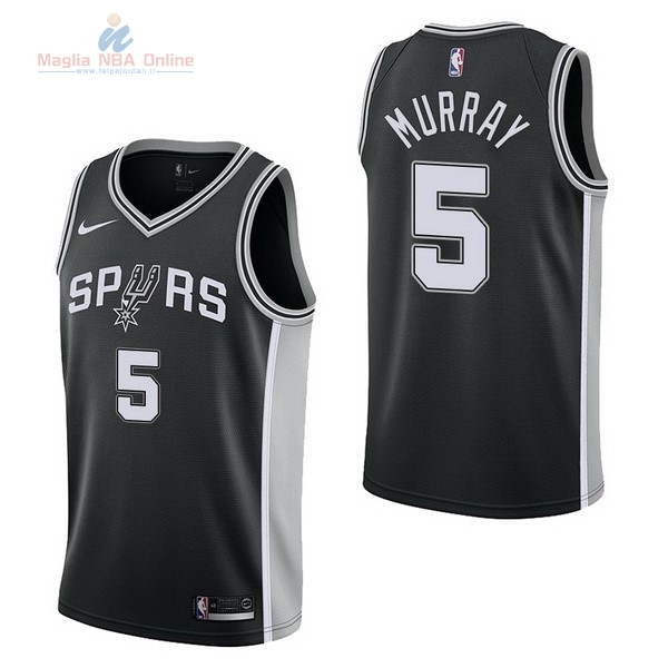 Acquista Maglia NBA Nike San Antonio Spurs #5 Dejounte Murray Nero Icon