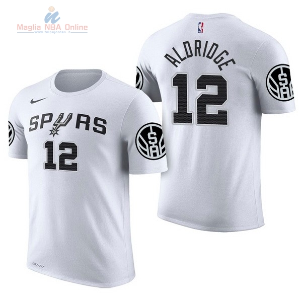 Acquista Maglia NBA Nike San Antonio Spurs Manica Corta #12 LaMarcus Aldridge Bianco