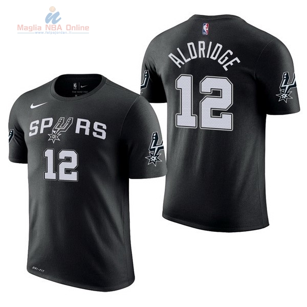 Acquista Maglia NBA Nike San Antonio Spurs Manica Corta #12 LaMarcus Aldridge Nero