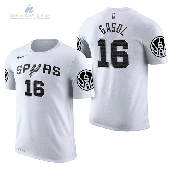 Acquista Maglia NBA Nike San Antonio Spurs Manica Corta #16 Pau Gasol Bianco