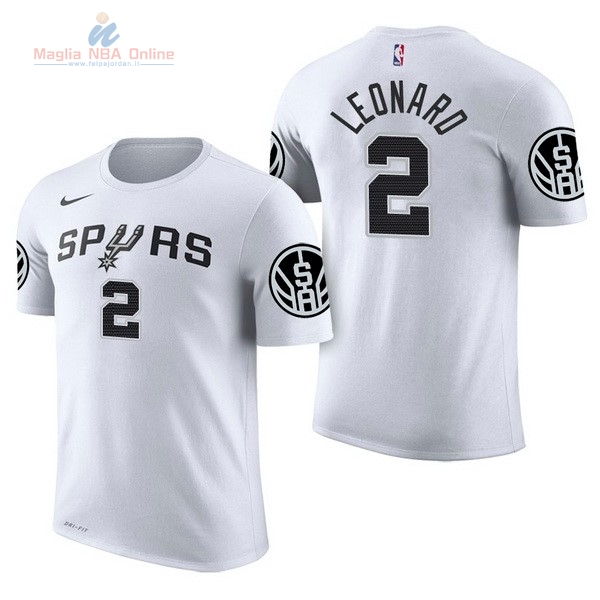 Acquista Maglia NBA Nike San Antonio Spurs Manica Corta #2 Kawhi Leonard Bianco