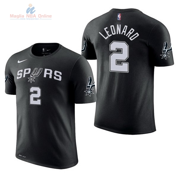 Acquista Maglia NBA Nike San Antonio Spurs Manica Corta #2 Kawhi Leonard Nero