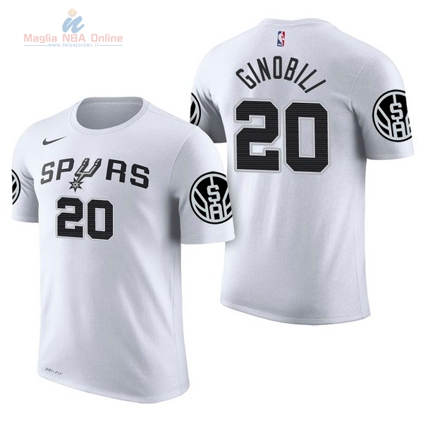 Acquista Maglia NBA Nike San Antonio Spurs Manica Corta #20 Manu Ginóbili Bianco