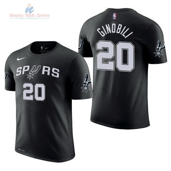 Acquista Maglia NBA Nike San Antonio Spurs Manica Corta #20 Manu Ginóbili Nero