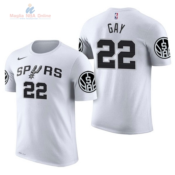 Acquista Maglia NBA Nike San Antonio Spurs Manica Corta #22 Rudy Gay Bianco