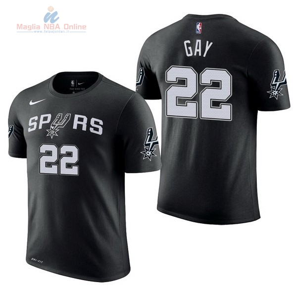 Acquista Maglia NBA Nike San Antonio Spurs Manica Corta #22 Rudy Gay Nero