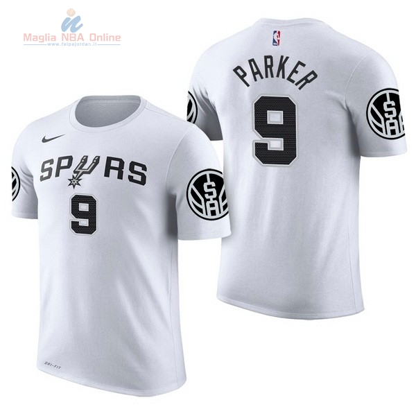 Acquista Maglia NBA Nike San Antonio Spurs Manica Corta #9 Tony Parker Bianco