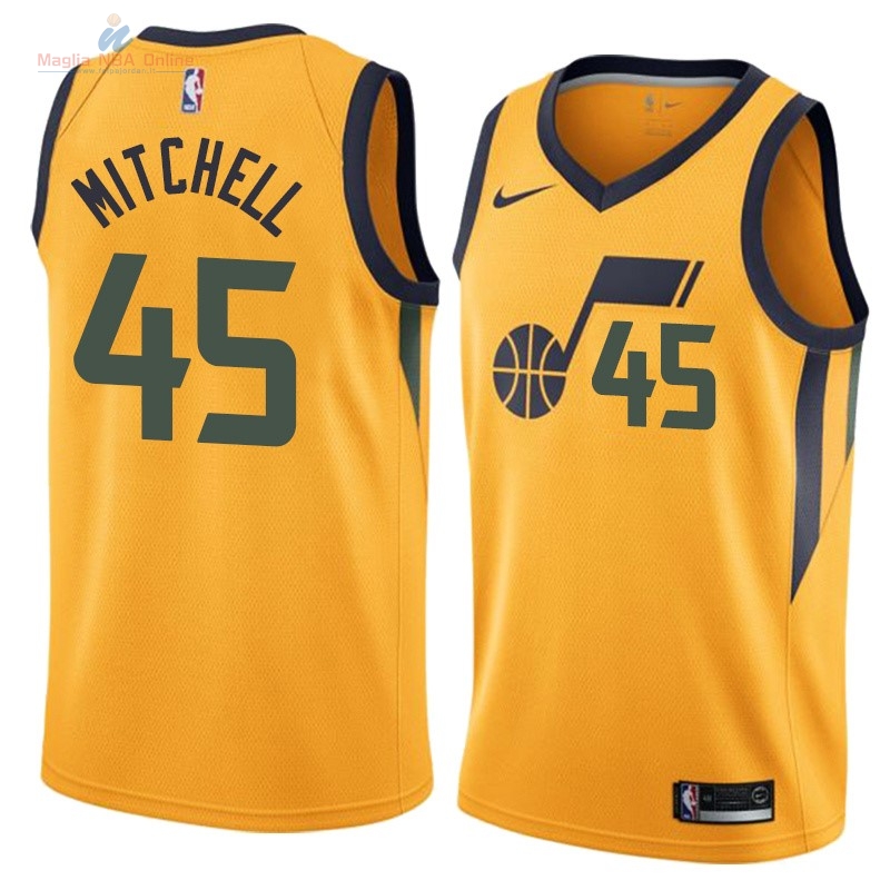 Acquista Maglia NBA Nike Utah Jazz #45 Donovan Mitchell Giallo Statement