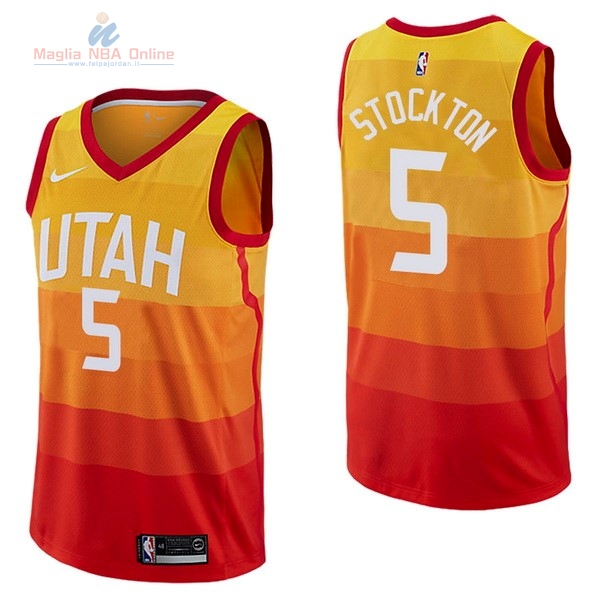 Acquista Maglia NBA Nike Utah Jazz #5 David Stockton Nike Giallo Città