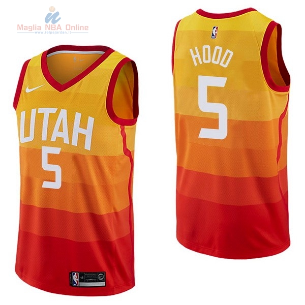 Acquista Maglia NBA Nike Utah Jazz #5 Rodney Hood Nike Giallo Città