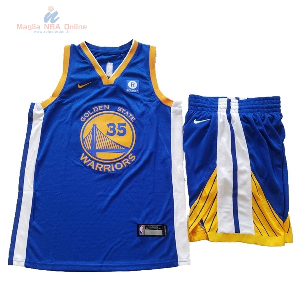 Acquista Maglia NBA Set Completo Bambino Golden State Warriors #35 Kevin Durant Blu 2017-18