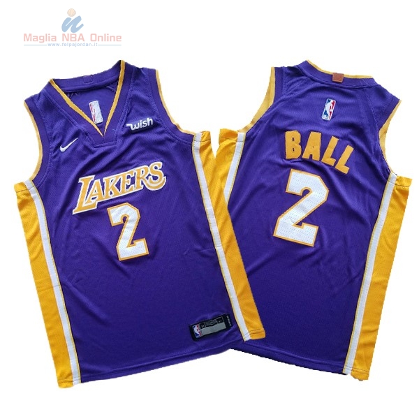 Acquista Maglia NBA Set Completo Bambino Los Angeles Lakers #2 Lonzo Ball Porpora 2017-18