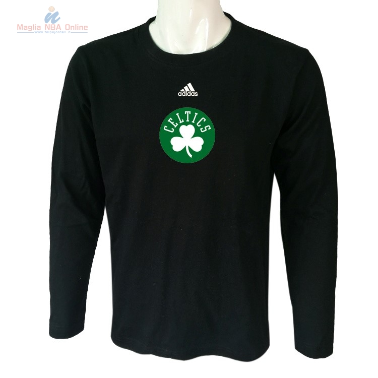 Acquista T-Shirt Boston Celtics Maniche Lunghe Nero
