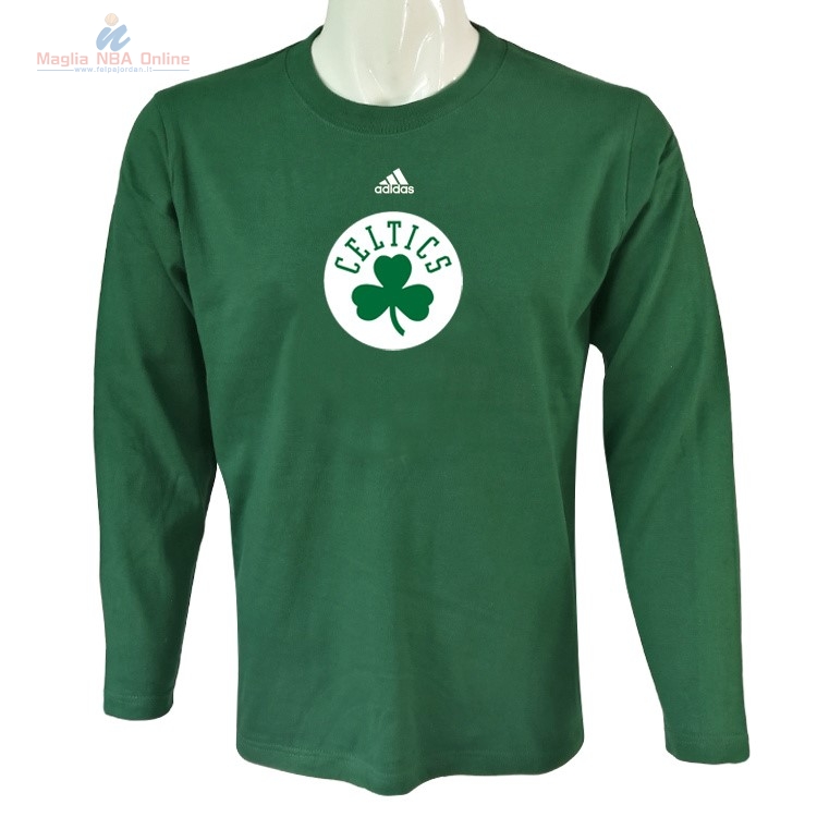 Acquista T-Shirt Boston Celtics Maniche Lunghe Verde