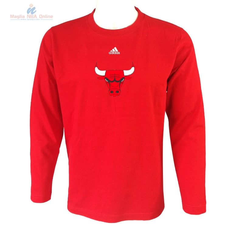 Acquista T-Shirt Chicago Bulls Maniche Lunghe Rosso