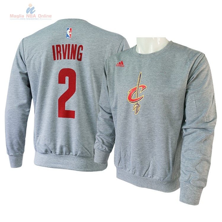 Acquista T-Shirt Cleveland Cavaliers Maniche Lunghe #2 Kyrie Irving Grigio