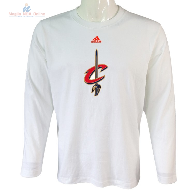 Acquista T-Shirt Cleveland Cavaliers Maniche Lunghe Bianco