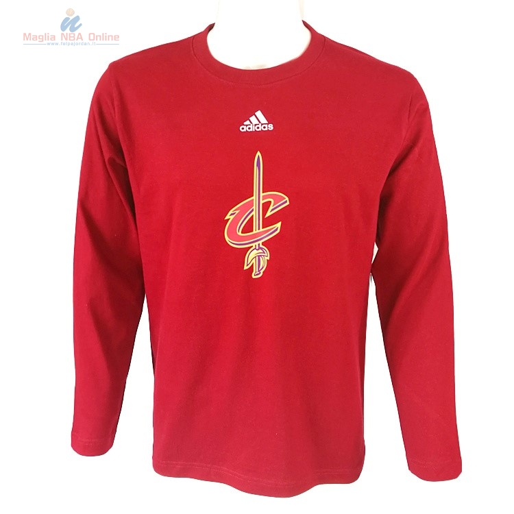 Acquista T-Shirt Cleveland Cavaliers Maniche Lunghe Rosso
