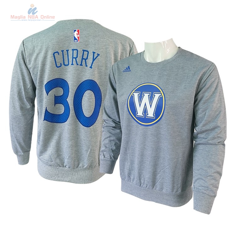 Acquista T-Shirt Golden State Warriors Maniche Lunghe #30 Stephen Curry Blu