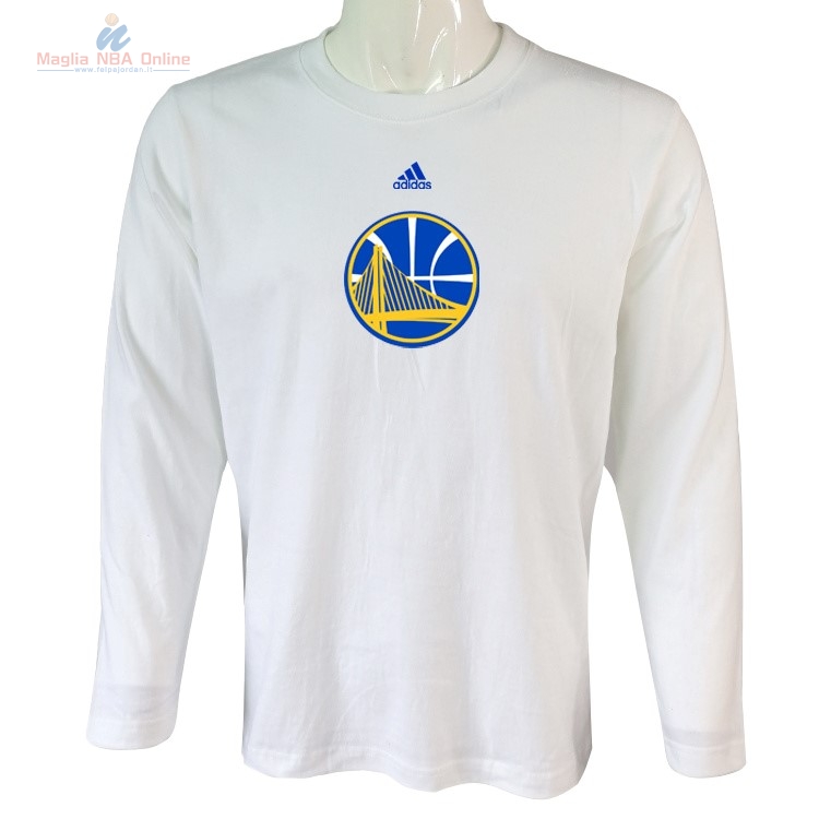 Acquista T-Shirt Golden State Warriors Maniche Lunghe Bianco