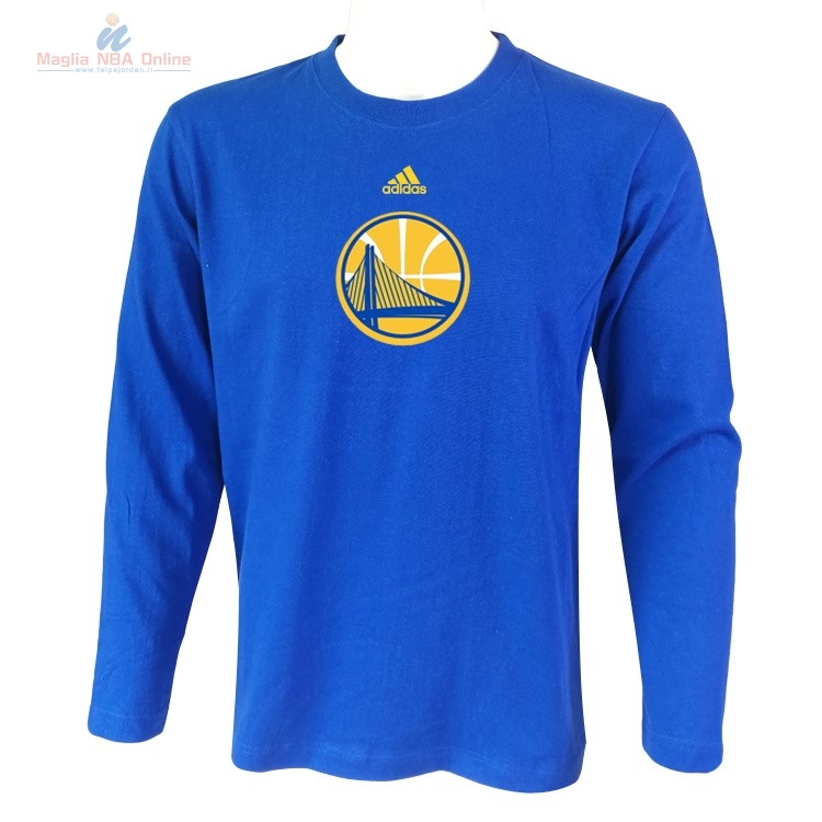 Acquista T-Shirt Golden State Warriors Maniche Lunghe Blu