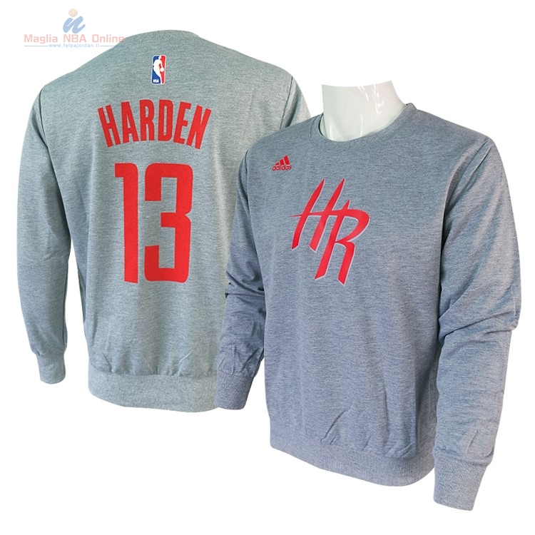 Acquista T-Shirt Houston Rockets Maniche Lunghe #13 James Harden Grigio