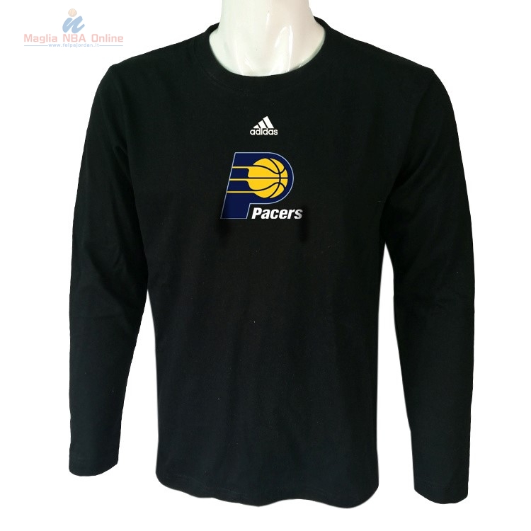 Acquista T-Shirt Indiana Pacers Maniche Lunghe Nero