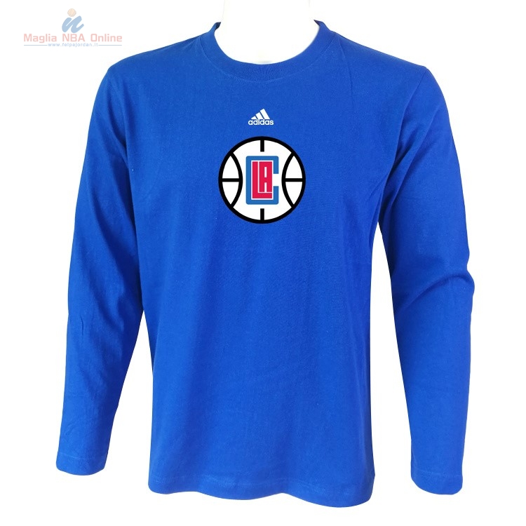 Acquista T-Shirt Los Angeles Clippers Maniche Lunghe Blu