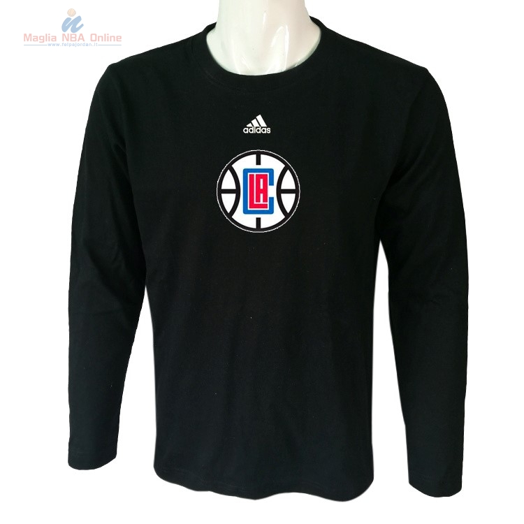 Acquista T-Shirt Los Angeles Clippers Maniche Lunghe Nero 2017