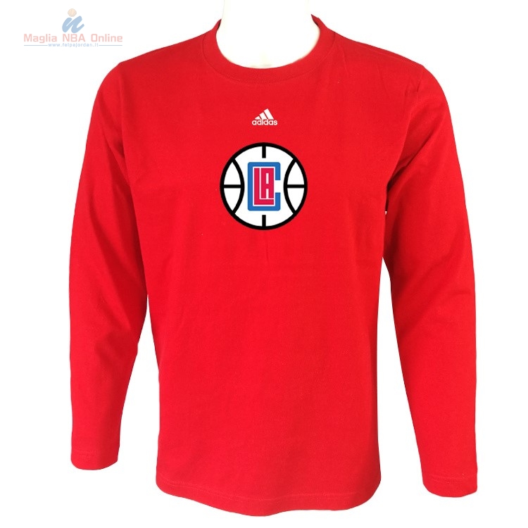Acquista T-Shirt Los Angeles Clippers Maniche Lunghe Rosso