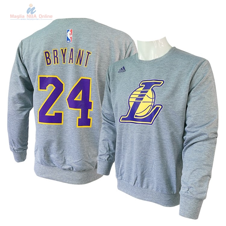 Acquista T-Shirt Los Angeles Lakers Maniche Lunghe #24 Kobe Bryant Grigio