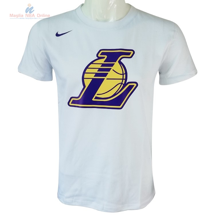 Acquista T-Shirt Los Angeles Lakers Nike Bianco