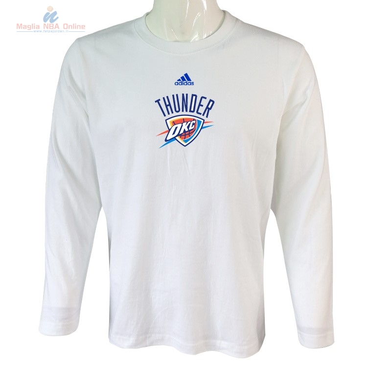 Acquista T-Shirt Oklahoma City Thunder Maniche Lunghe Bianco