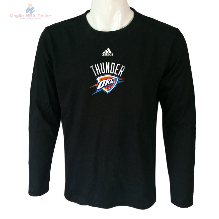 Acquista T-Shirt Oklahoma City Thunder Maniche Lunghe Nero