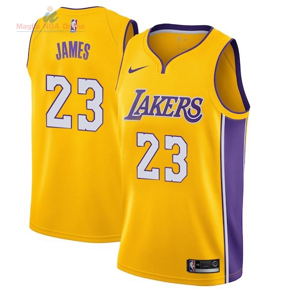 Acquista Maglia NBA Bambino Los Angeles Lakers #23 LeBron James Giallo Icon 2017-18