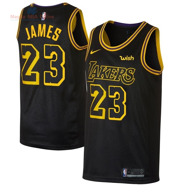 Acquista Maglia NBA Nike Los Angeles Lakers #23 Lebron James Nero Città