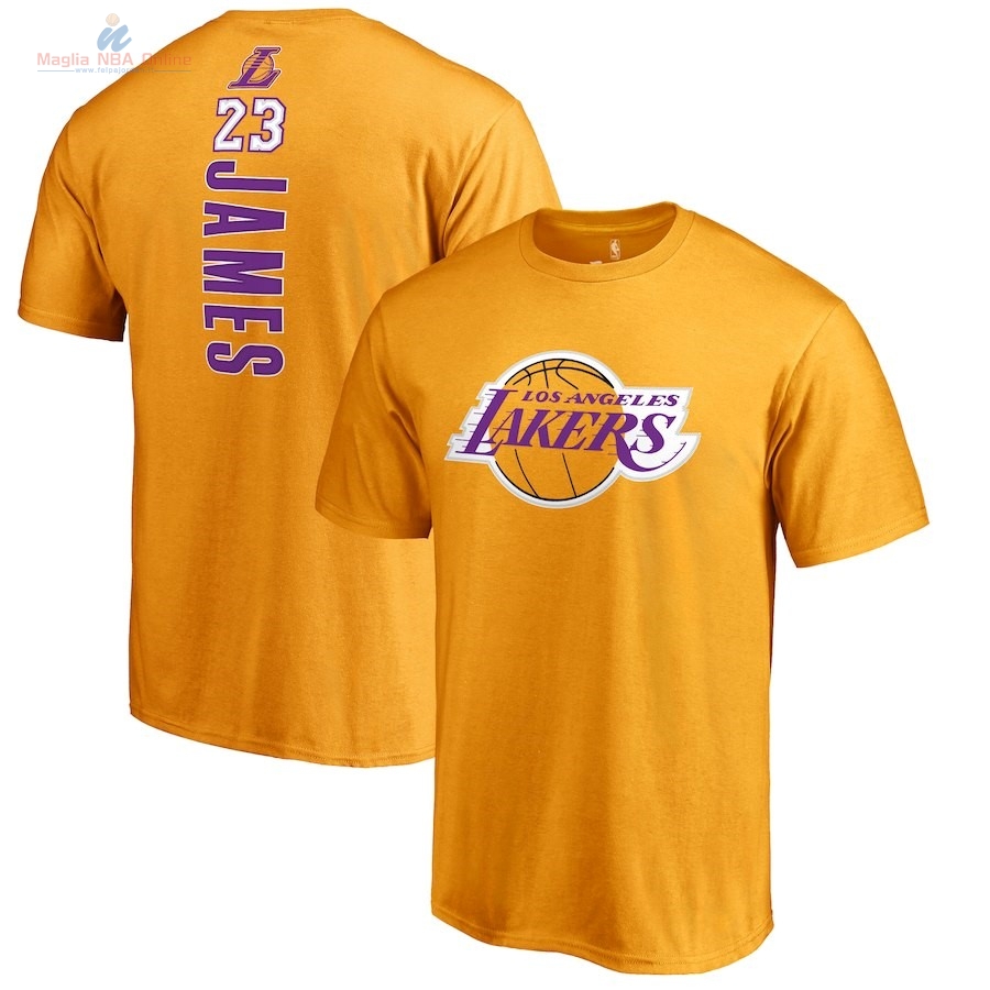 Acquista Maglia NBA Nike Los Angeles Lakers Manica Corta #23 Lebron James Giallo