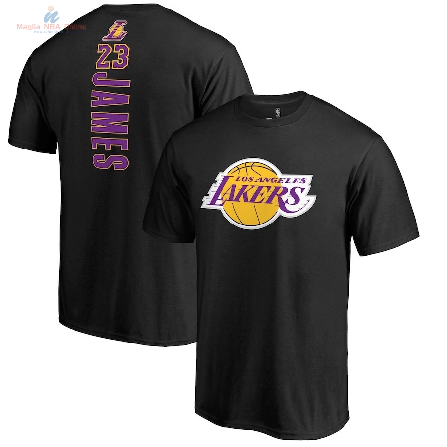 Acquista Maglia NBA Nike Los Angeles Lakers Manica Corta #23 Lebron James Nero