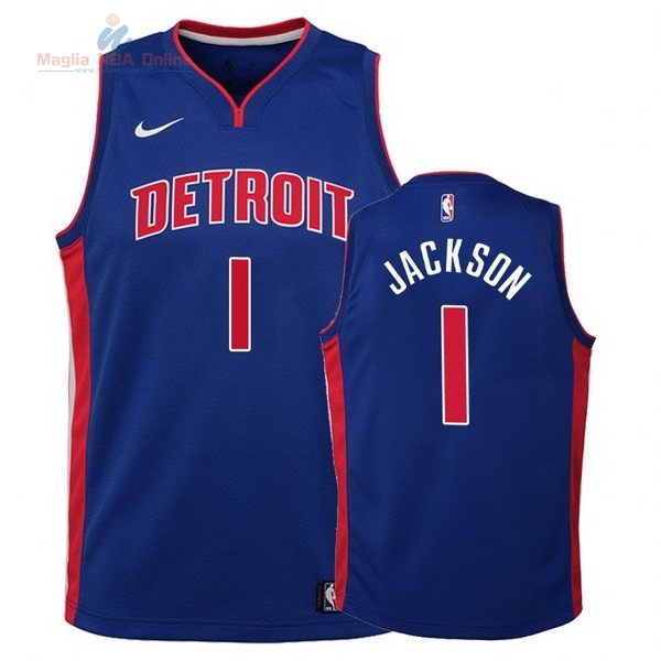 Acquista Maglia NBA Bambino Detroit Pistons #1 Reggie Jackson Blu Icon