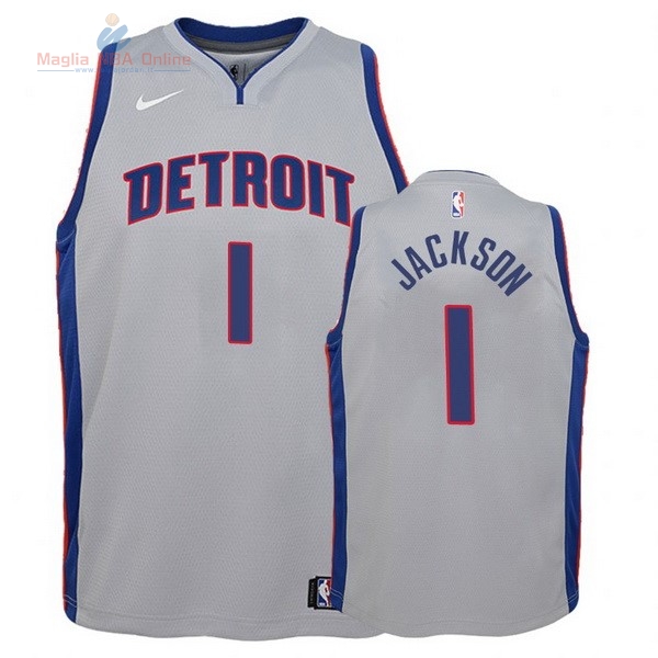 Acquista Maglia NBA Bambino Detroit Pistons #1 Reggie Jackson Grigio Statement