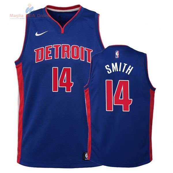 Acquista Maglia NBA Bambino Detroit Pistons #14 Ish Smith Blu Icon